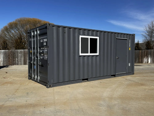 20ft 20’ Slate Gray Shiplap 120V Shipping Container Office Mini Split
