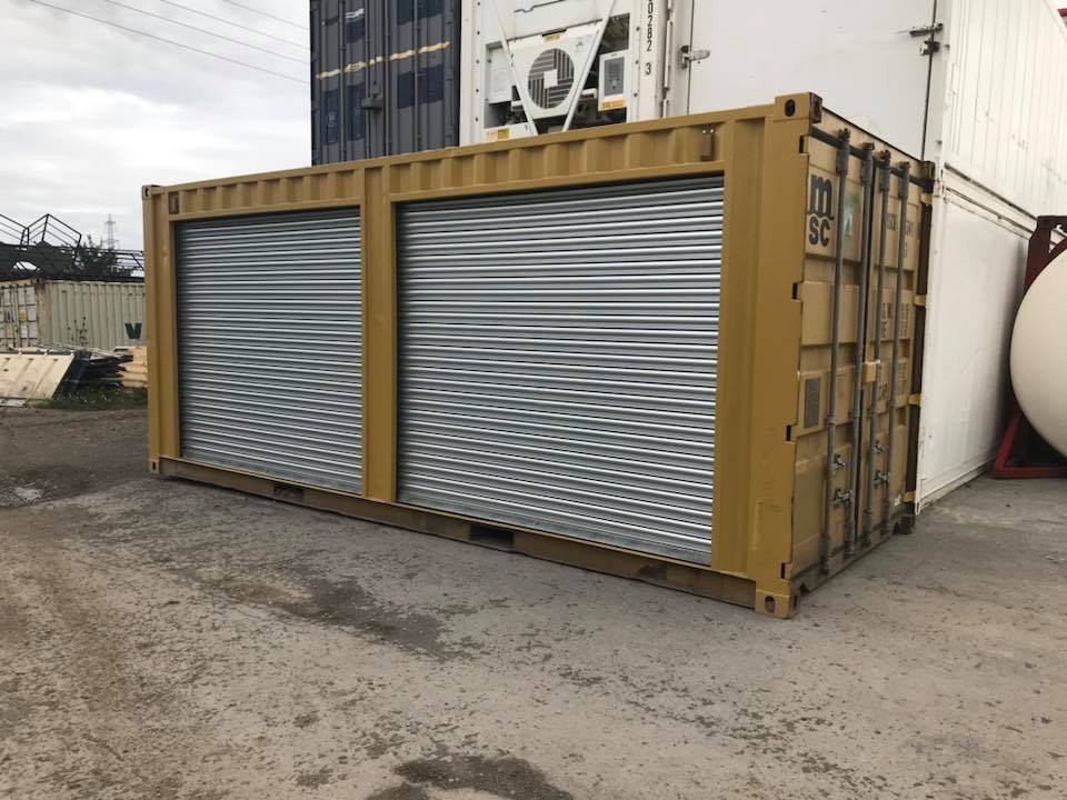 Yellow 20ft Used Container – Dual Side Roll-Up Doors