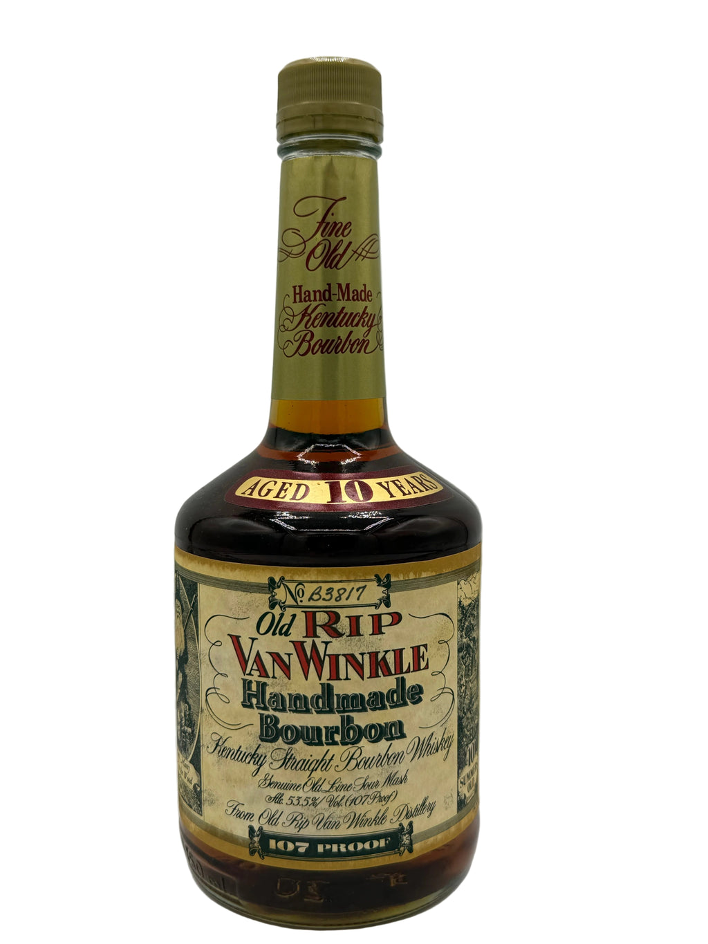 Old Rip Van Winkle 2009 107 Proof Bourbon Gold Neck Label (Stitzel-Weller) Signed